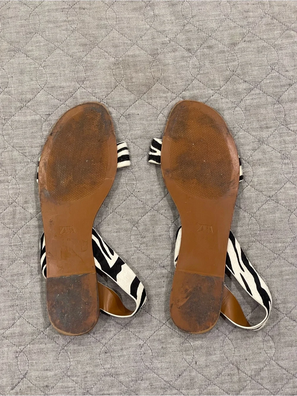 Zara Zebra-Print Slide Sandals - Brown & Black/White - Picture 2 of 3